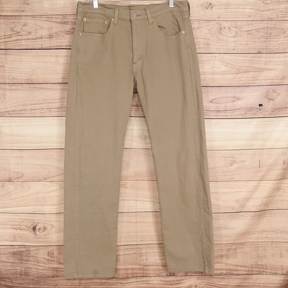 Levis 505 Jeans Mens 34x32 Beige Regular Straight Stretch Denim Pants